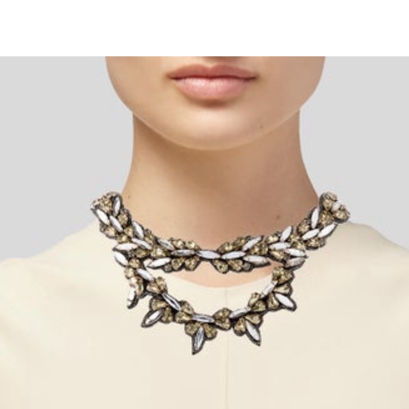 Deepa Gurnani Designer Crystal And Suede Necklace